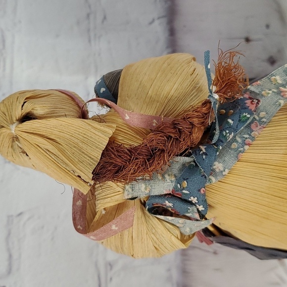 Vintage 80s Corn Husk Mother & Child Doll Handmade Amish Faceless Country Farm 9 - Picture 7 of 12
